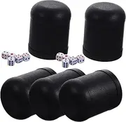 JOINPAYA Plastic Dice Cup Set 5 Black Dice Cups 25 Dice for Parties Bar and Travel Random Style