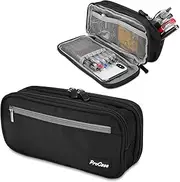 ProCase Pencil Case Pen Bag, Two Layers Big Capacity Pencil Pouch Pen Organizer Durable Stationery Holder for Marker Organization School Supplies Office Storage Desk Organizing –Black
