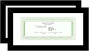 JCJMY 5x10 Business License Frame Set of 2 Black for 3.5x8 Standard Business License with Mat or 5x10 Picture without Mat, 5 x 10 Frame with Shatter Resistant Plexiglass for Wall Hanging or Tabletop