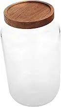 CONGARTENO Kitchen Storage Jar Capacity with Wooden Lid Airtight Glass Container for Tea Dried Fruits and Transparent Storage Canister for Kitchen Organization