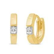 Single Station Huggie Hoop Earrings with 0.10ct of Diamonds in 9kt Yellow Gold