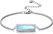 [HOPEEZZ] Larimar/Turquoise/Moonstone/Black Onyx Bracelet for Women S925 Sterling Silver Adjustable Larimar Bead Ankle Bracelet Beach Jewelry
