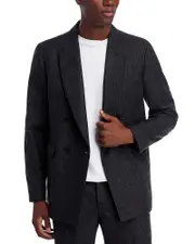 Frame Pinstripe Wool Blend Double Breasted Blazer