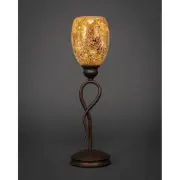 Toltec Leaf Mini Table Lamp, Bronze, 5" Gold Fusion Glass - 35-BRZ-4175