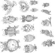 [TEHAUX] 17pcs Owl Pendant Charms Metal Owl Jewelry Charms Diy Jewelry Making Findings for Necklace Bracelet