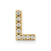 14K Yellow Gold Real Diamond Initial L Charm