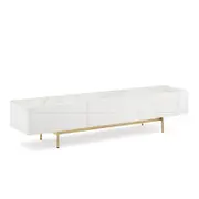 TV Cabinet MDF Glossy Storage Drawers Metal Base Entertainment Unit