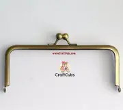 18cm Back To Basics KissLock Metal Purse Frame in Bronze // Glue In Bag frame