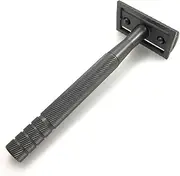 CSB Double Edge Safety Razor for Men and Women with Exquisite Handle | Brass Handle | Zinc Alloy Razor Head | Eco Friendly and Zero Waste Reusable | Metal Long Handle with 20 Blades (Matte Black)