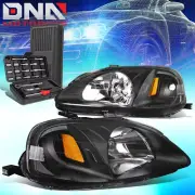 FOR 1999-2000 HONDA CIVIC EK TYPE-R LOOK BLACK AMBER SIDE HEADLIGHT LAMP+TOOLS (for: Honda)