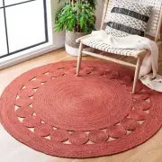 Rug Round Red Dye Braided 100% Farmhouse Natural Jute Rug Carpet Mat