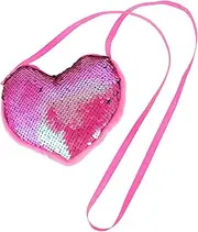 [Yardenfun] Versatile Storage Small Heart-Shaped Bag Kids Handbag Sequin Crossbody Bag for School Travel Shopping
