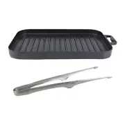 Camping Grill Pan Grill Plate Bakeware with Grill Tongs Frying Pan BBQ Griddle