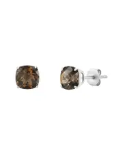 MaxColor Silver 1.65 ct. tw. Smoky Quartz Studs