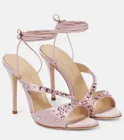 [Alessandra Rich] Alessandra Rich Crystal-embellished satin sandals AU 5.5 pink