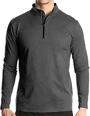 [HanzhuoLG] Men's QuickDrying Sports Fitness T Shirt 1/4 Zipper Design Outdoor Running Cycling Climbing Long Sleeve Tee X-Large Dark Gray