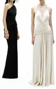 [Zuhair Murad] Draped Beaded Satin Maxi Dress