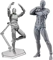 Fdit Customizable Poses Action Figure Body, Movable Drawing Mannequin Sturdy PVC Sketch Doll Model for Desktop Decoration, Painting (Man)