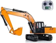 wheelfun JDM 1/12 RC Hydraulic Excavator Model Valve Pump Tracks ESC Radio Controller Painted Assembled Yellow Hobby Grade Model for Adult