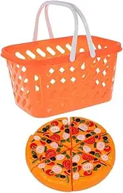 TOPPERFUN 1 Set Pretend Portable Grocery Basket with Pizza Fun Educational Shopping for Role Play for Kitchens Supermarket Games