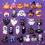 10Pcs Flat Back Resin Cabochon Halloween DIY Flatback Embellishment Mixed