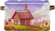 Cute Cartoon Gingerbread House Closet Storage Bins, Decorative Storage Box with Handle for Home