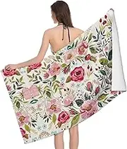 YANYU Flower Leaf Print Large 52 x 32 in Bath Towel Highly Absorbent Quick Dry Versatile Bathroom Towel