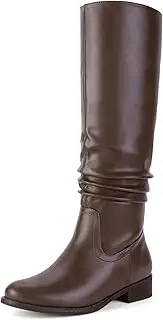 [Shoe'N Tale] Women's Knee High Boots Flat Low Heel Slouch Pointed Toe Winter Shoes with Side Zipper