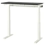 MITTZON desk sit/stand, electric black stained ash veneer/white, 120x60 cm
