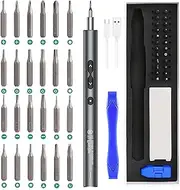 EZONEDEAL 28-in-1 Mini Electric Screwdriver Set: Rechargeable, LED, 24 Bits, Portable Repair Tool for Phone, Camera, Laptop, Watch & More
