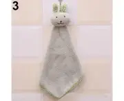 Baby Hand Towel Cartoon Animal Rabbit Plush Kitchen Soft Hanging Bath Wipe Towel-Green