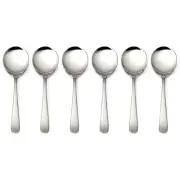 6 Pack Soup Spoons Round Stainless Steel Bouillon Spoon Table Serving Cooking