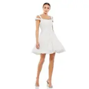 Mac Duggal/Ieena #49484 Size 4 Sequined A-Line Dress White NWT