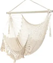 Hammock Chair, Large Hanging Chair, Soft Cotton Rope Swing Chair with High Load-