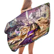 Egyptian Art Lions Dragon and Princess Cleopatra Microfiber Beach Towel