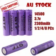 1-8 PCs 3.7v 14500 2300mAh AA Rechargeable li-ion Battery Headlamp Flashlight AU