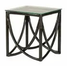 Black Natural Rattan / Cane Side Table with Tempered Glass