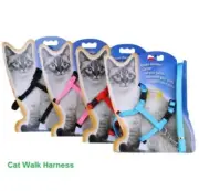 Cat Harness Lead, Red Blue Black Kitten or Small pet Dog Adjustable Lead