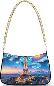 [RPLIFE] Paris Eiffel Tower Starry Night Mini Bag, Purses for Women Trendy, Paris Eiffel Tower Starry Night, One Size