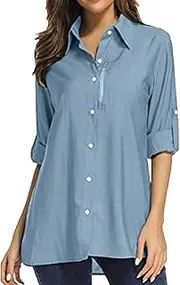 [Zylphorix] Women Sun Protection Button Shirt Lady Long Sleeve Safari Hiking Clothes Quick Drying Camping Fishing Blouses