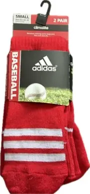 NWT ADIDAS BASEBALL SOCKS CLIMALITE COMPRESSION 2 PAIRS RED SMALL 13C-4