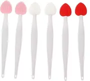 ERINGOGO 6pcs Silicone Lip Scrub Brush Double-sided Nose Cleansing Tool Exfoliating Face Brush Safe Skin-friendly Travel Kit