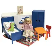American Girl MINI KIT DOLL + IKEA BEDROOM SET Rug Bed Table Wardrobe Chair BOX
