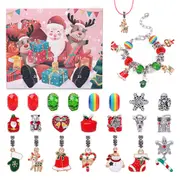 Christmas Advent Calendar Bracelets 24 Days Xmas Countdown Calendar DIY Charm Bracelets Kits for Girls