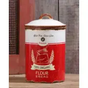 New Farmhouse Retro Diner Vintage RED ORGANIC FLOUR CANISTER Jar Container