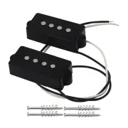 FLEOR Alnico 5 PB Bass Pickup Set Open Style Black for 4-String PB Bass