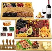 TFMOJHST 3-in-1 Premium Cheese Board Gift Set - Charcuterie Board and Knife Set Comes with Mixing Bowl, Knife Set, Perfect for Wedding Reception, Housewarming, Party Gathering Gift