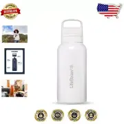 Travel-Ready 1L Polar White Insulated Water Filter Bottle - Filters Contaminants