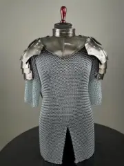 Brave Lady Armor – Medieval Knight Gorget Pouldron Armor with Chainmail – Female
