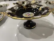 Weimar Katharina 8” Reticulated Footed Vase Hand Painted&Gilded Cobalt Blue-new
